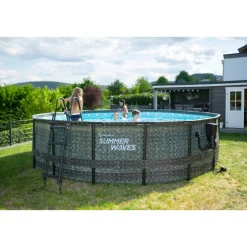 Summer Waves Elite Frame Pool 488x488x122cm Rattan Grau