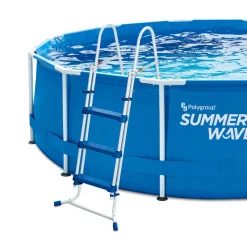 Summer Waves Pool Leiter 64x146cm Blau Weiß