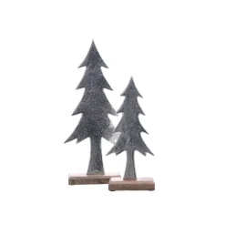 Tanne auf Stand Aluminium vernickelt auf Mangoholz 19 x 5 x 41,5 cm