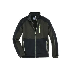 Terrax Workwear Strickfleecejacke dunkelgrün-schwarz-limette Größe S