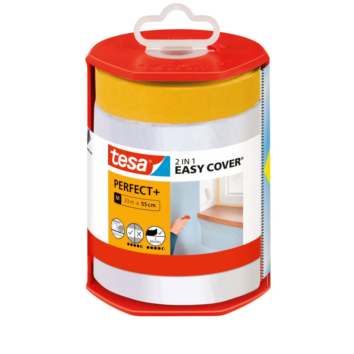 Tesa Malerband Easy Cover Perfect+ Spender und Refill 33m x 55cm