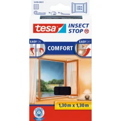 Tesa Fliegengitter Comfort 130 x 130 cm anthrazit für Fenster mit Klettband