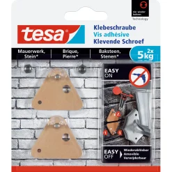 Tesa Klebeschraube für Mauerwerk dreieckig 2 Stück Traglast 2 x 5 kg