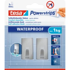 Tesa Powerstrips Waterproof Haken Small Metall rechteckig