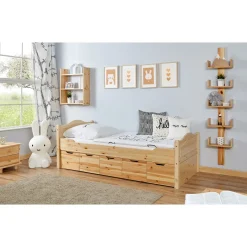 Ticaa Einzelbett Leni Kiefer mit 5er Schubkästen 100 x 200 cm