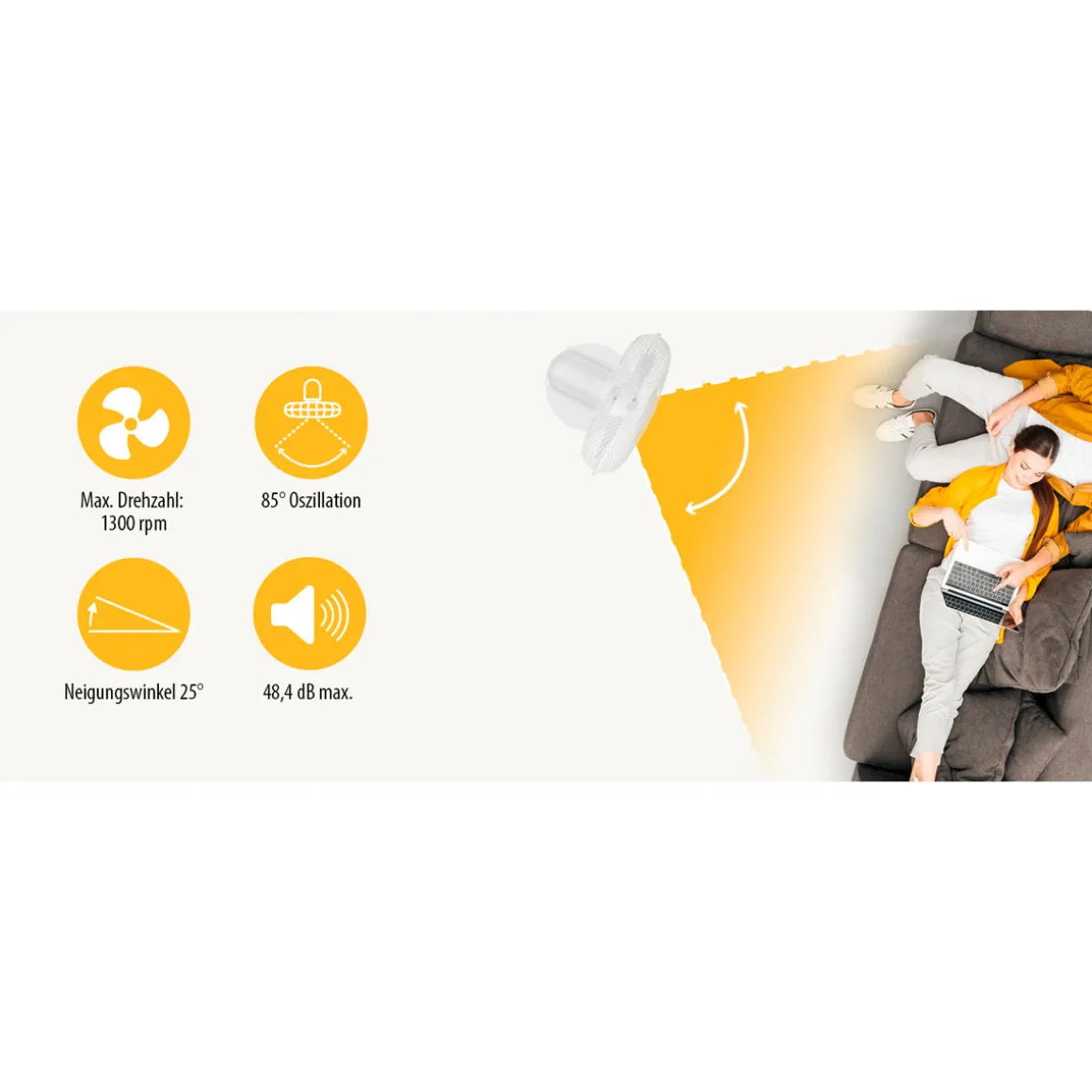 Tischventilator ⌀ 30 cm weiß