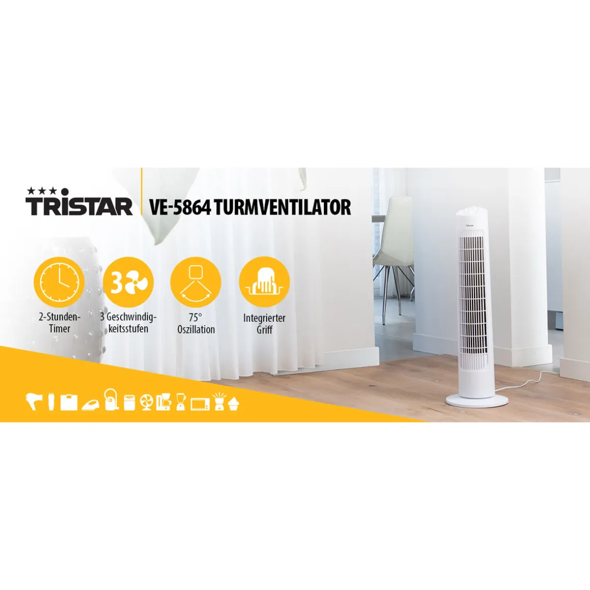 Turm-Ventilator 76 cm weiß