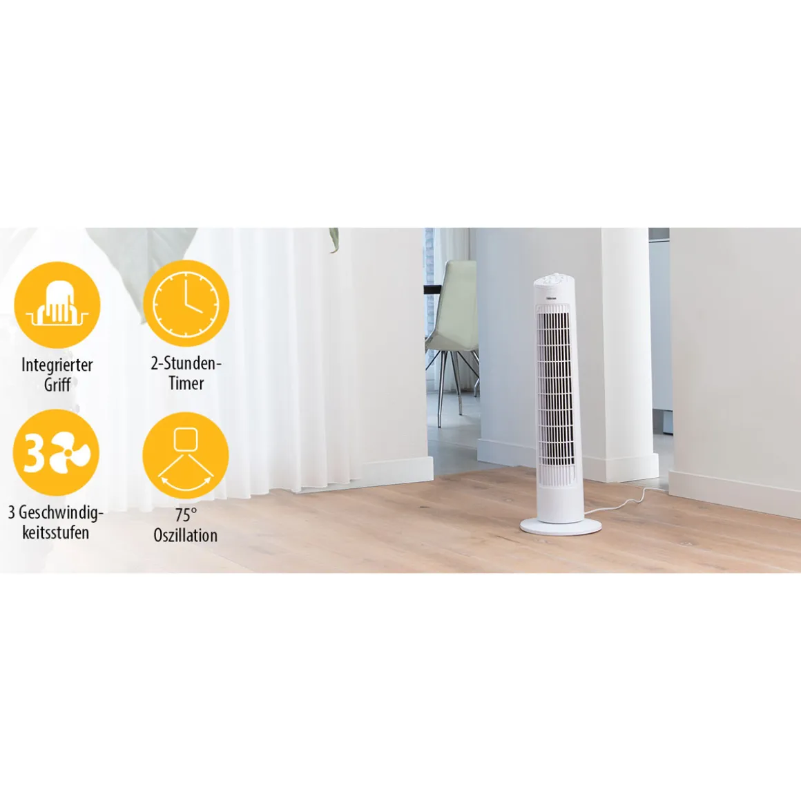 Turm-Ventilator 76 cm weiß