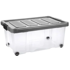 Unibox Puzzle 43 L mit Klickdeckel und Rädern transparent/anthrazit