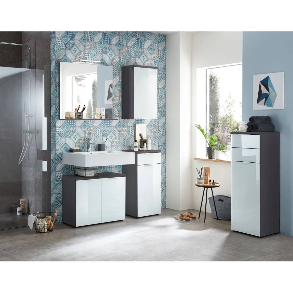 Unterschrank 39 x 86 x 34 cm graphit/weiß