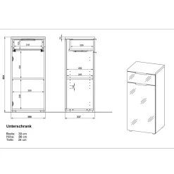 Unterschrank 39 x 86 x 34 cm graphit/weiß