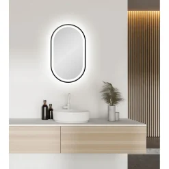 Valblue LED- Spiegel Lucien schwarz matt 45 x 75 cm