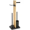 Valblue Stand- WC- Garnitur 3 in 1 Bambus/ Eisen mit Rollen-u Ersatzrollenhalter u Ablage