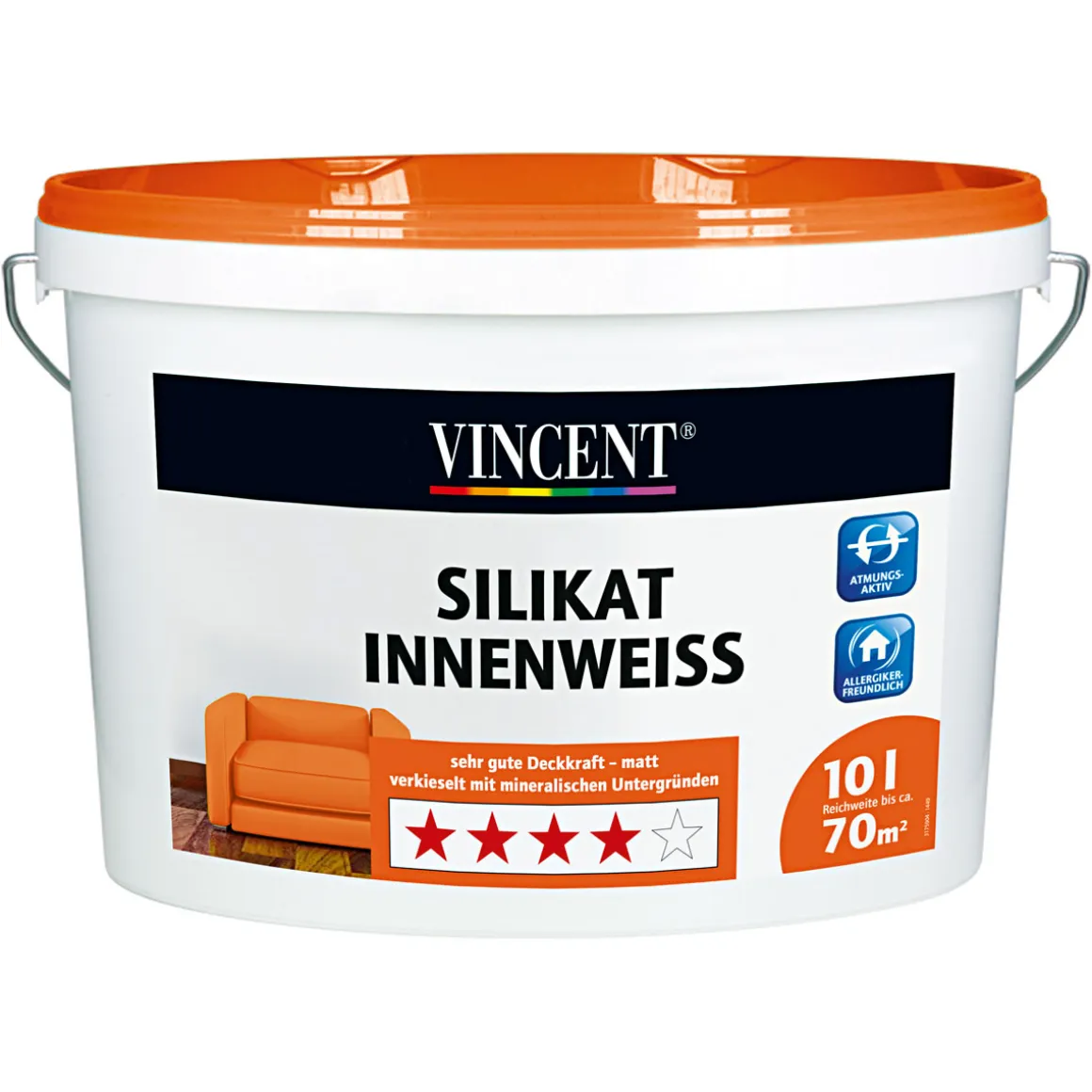Vincent Wand- und Deckenfarbe Silikat Innenweiss MIX IT! 10 l