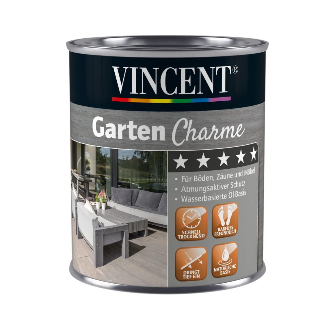 Vincent Garten Charme grau 0,75 L