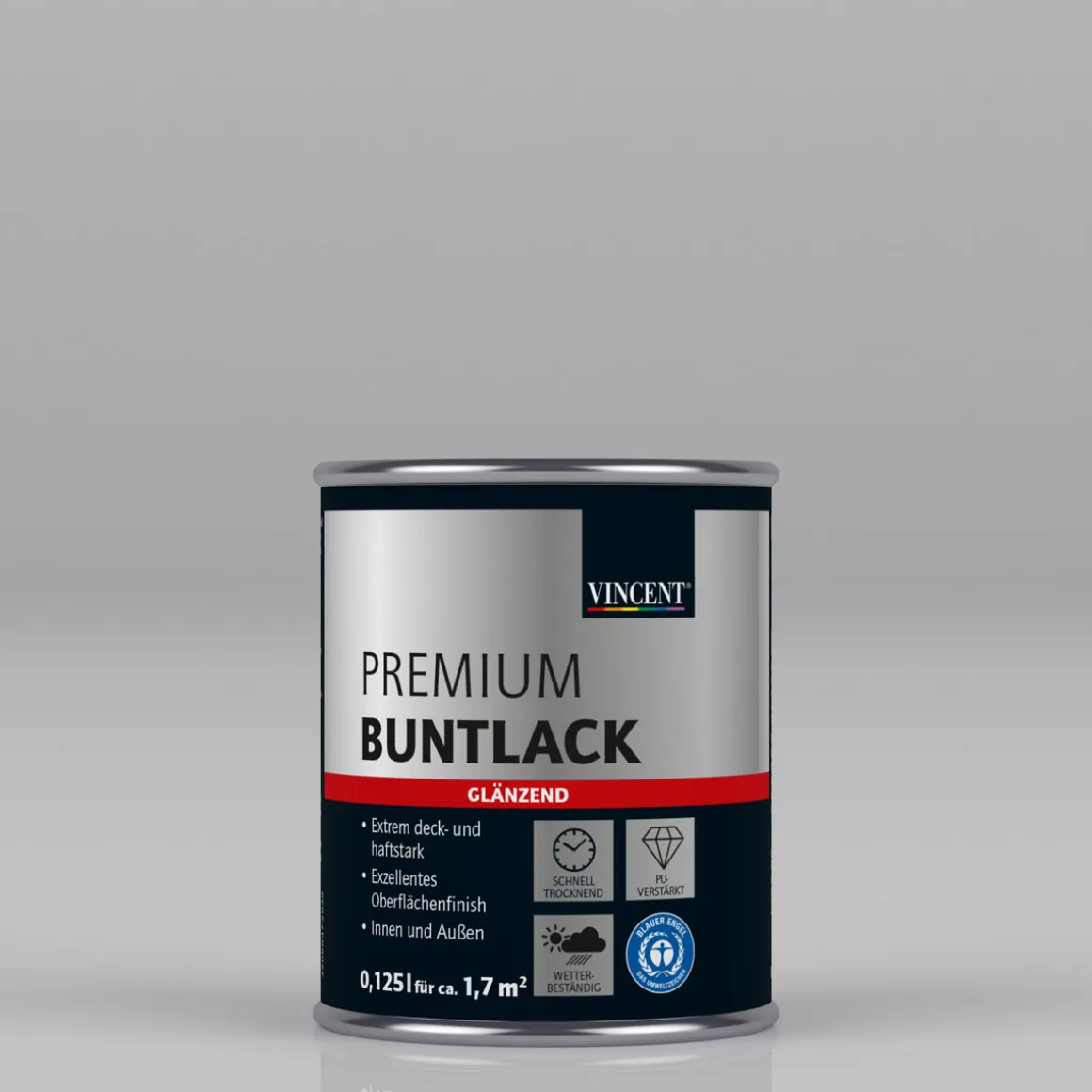 Vincent Premium Buntlack RAL 7001 silbergrau glänzend 125 ml