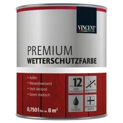 Vincent Premium Wetterschutzfarbe Anthrazit 0,75 L