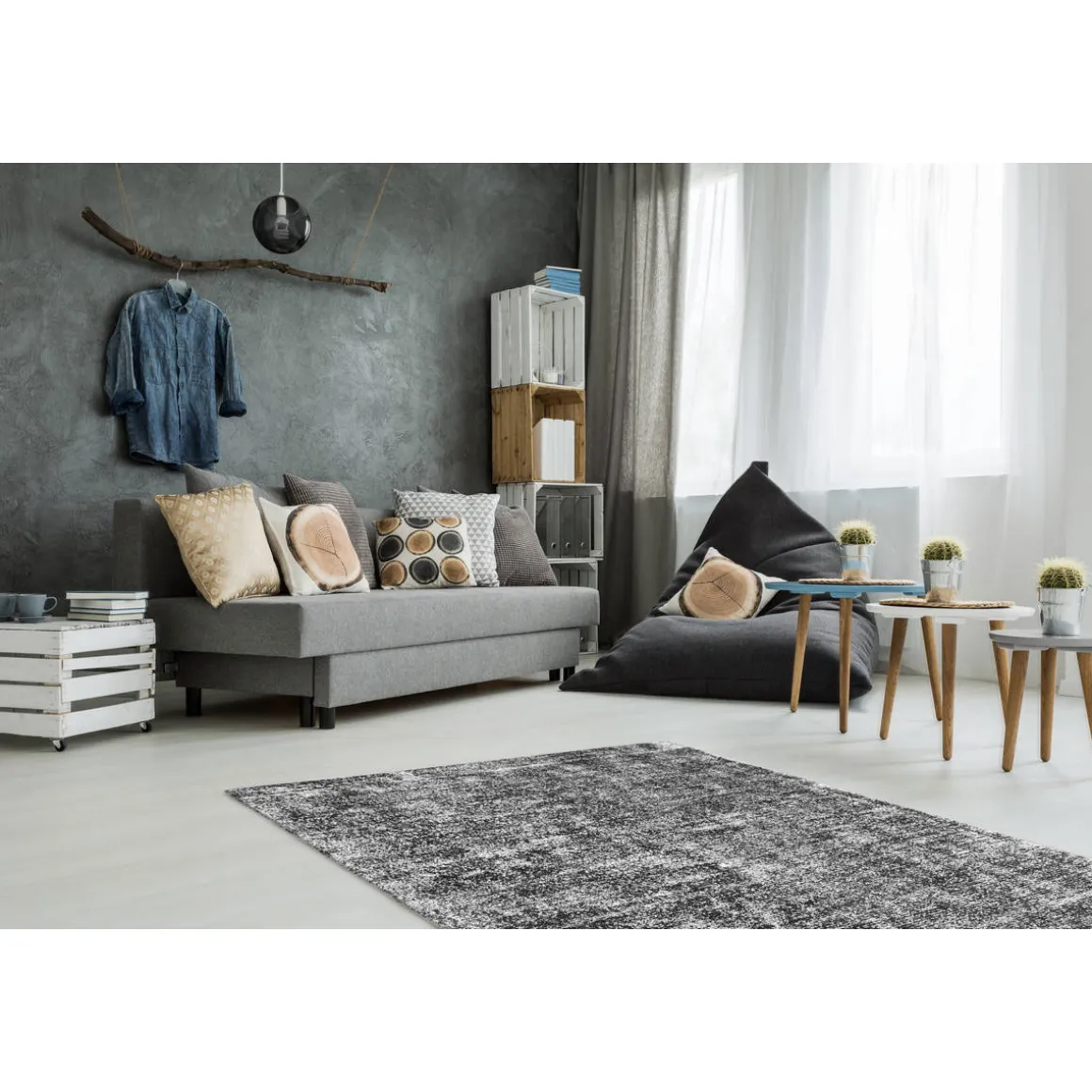 Vintage-Teppich Etna 110 anthrazit