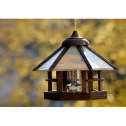 Vogelfutterhaus Camouflage zum Aufhängen 35 x 35 x 29 cm Kiefer Dunkelbraun
