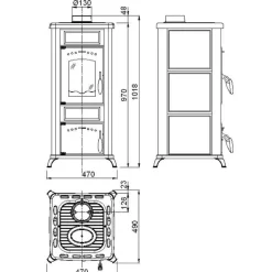 Wamsler Kaminofen Romantik Naturstein7,5 KW Abgasanschluss 130 mm