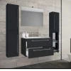 Waschplatz 80 cm 5-teiliges Set 2 Schubfächer mit Spiegel schwarz
