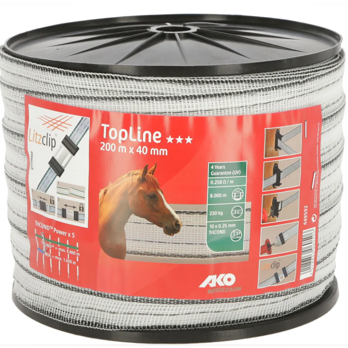 Weidezaunband TopLine 40 x 2000 cm weiß-schwarz