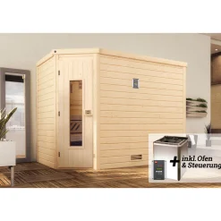 Weka Design-Sauna Cubilis Größe 2 Sparset 7,5kW Bio S Glastuer und Fenster
