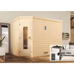 Weka Design-Sauna Cubilis Größe 2 Sparset 7,5kW OS Glastuer und Fenster