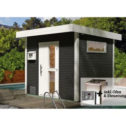 Weka Design-Saunahaus Kuopio Sparset 9,0 kW Bio S inkl analoger Steuerung natur