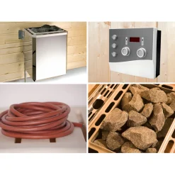 Weka Design-Saunahaus Kuopio Sparset 9,0 kW OS inkl analoger Steuerung natur