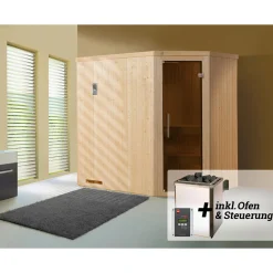 Weka Elementsauna Halmstad Größe 2 Sparset 7,5 kW OS Glastuer und Fenster