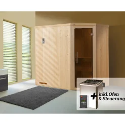 Weka Elementsauna Halmstad Größe 2 Sparset 7,5 kW Bio S Glastuer und Fenster