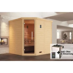 Weka Elementsauna Varberg Größe 4 Sparset 7,5 kW Bio S Glastuer und Fenster