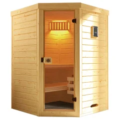 Weka Elementsauna Varberg Eck Größe 4 Sparset 7,5 kW Bio S Glastuer