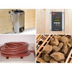 Weka Elementsauna Varberg Eck Größe 4 Sparset 7,5 kW Bio S Glastuer