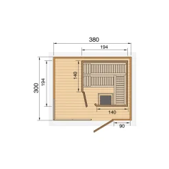 Weka Massivholz-Sauna Valida Größe 4 Sparset 9,0 kW K inkl integrierter Steuerung