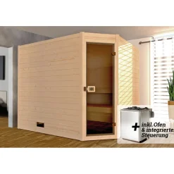 Weka Massivholz-Sauna Valida Größe 2 Sparset 7,5 kW OS Glastuer und Fenster