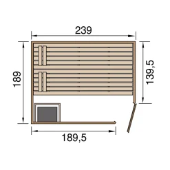 Weka Massivholz-Sauna Valida Größe 2 Sparset 7,5 kW OS Glastuer und Fenster