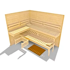 Weka Premium Massivholz-Elementsauna Kemi Eck Größe 3 Sparset 7,5 kW OS
