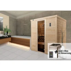 Weka Premium Massivholz-Elementsauna Kemi Größe 3 Sparset 7,5 kW Bio S
