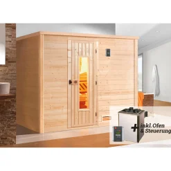 Weka Premium Massivholz-Sauna Bergen Größe 2 Sparset 7,5 kW OS