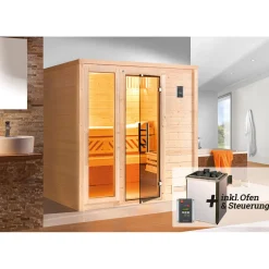 Weka Premium Massivholz-Sauna Bergen Größe 1 Sparset 7,5 kW Bio S