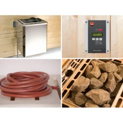 Weka Premium Massivholz-Sauna Bergen Größe 2 Sparset 7,5 kW OS Glastuer