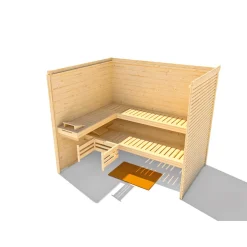 Weka Premium Massivholz-Sauna Turku Eck Größe 3 Sparset 7,5 kW OS
