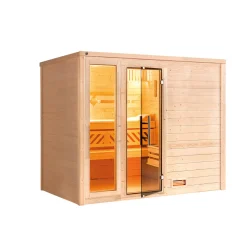 Weka Premium Massivholz-Sauna Bergen Größe 3 Sparset 7,5 kW Bio S Glastuer