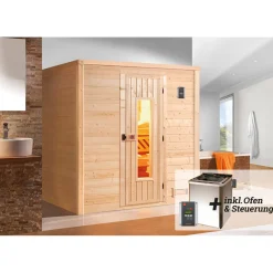 Weka Premium Massivholz-Sauna Bergen Größe 1.8 Sparset 7,5 kW Bio S
