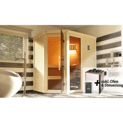 Weka Premium Massivholz-Sauna TURKU Größe 2 Sparset 7,5 kW OS