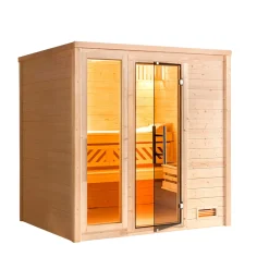 Weka Premium Massivholz-Sauna Bergen Größe 2 Sparset 7,5 kW Bio S Glastuer