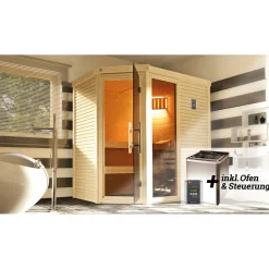 Weka Premium Massivholz-Sauna TURKU Größe 2 Sparset 7,5 kW Bio S