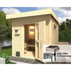 Weka Saunahaus Naantali Sparset 9,0 kW Bio S inkl analoger Steuerung natur